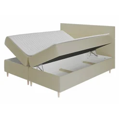 Mobilier1 Lit continental Memphis 135, Double, Gris, Tissu, Disponible* Ensemble Sommier Et Matelas