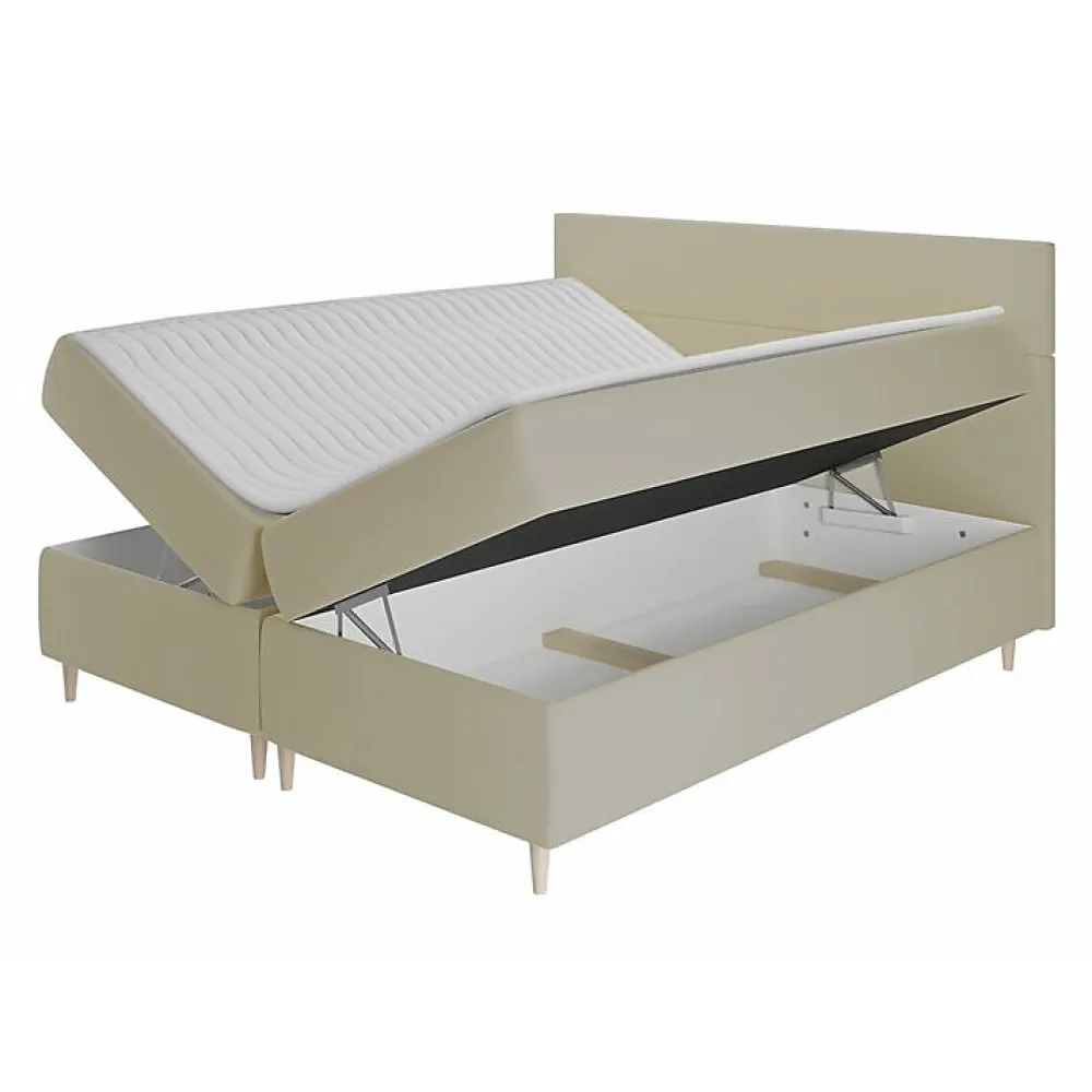 Mobilier1 Lit continental Memphis 135, Double, Gris, Tissu, Disponible* Ensemble Sommier Et Matelas