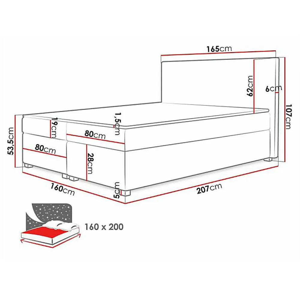 Mobilier1 Lit continental Memphis 137, Double, Gris, Tissu, Disponible* Ensemble Sommier Et Matelas