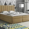 Mobilier1 Lit continental Pomona 116, Double, Brun clair, Tissu, Disponible* Ensemble Sommier Et Matelas