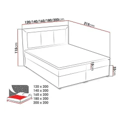 Lit continental Pomona 112, Double, Brun clair, Tissu, Disponible><noscript><img width=