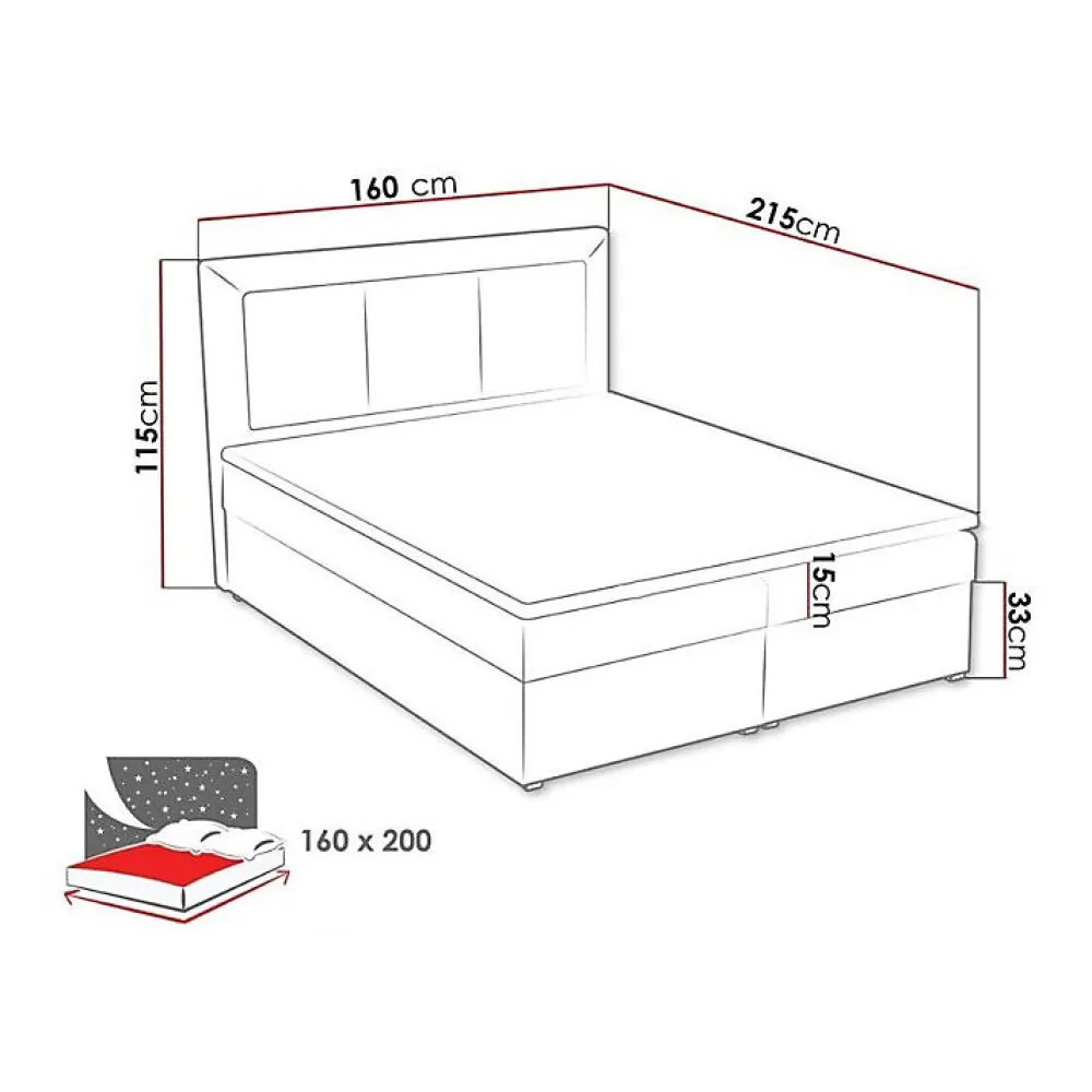 Lit continental Pomona 114, Double, Brun clair, Tissu, Disponible>Mobilier1 Hot