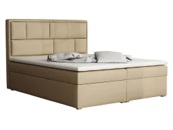 Lit continental Pomona 115, Double, Brun clair, Tissu, Disponible>Mobilier1 Clearance