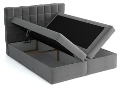 Lit continental Pomona 117, Double, Bleu, Tissu, Disponible><noscript><img width=