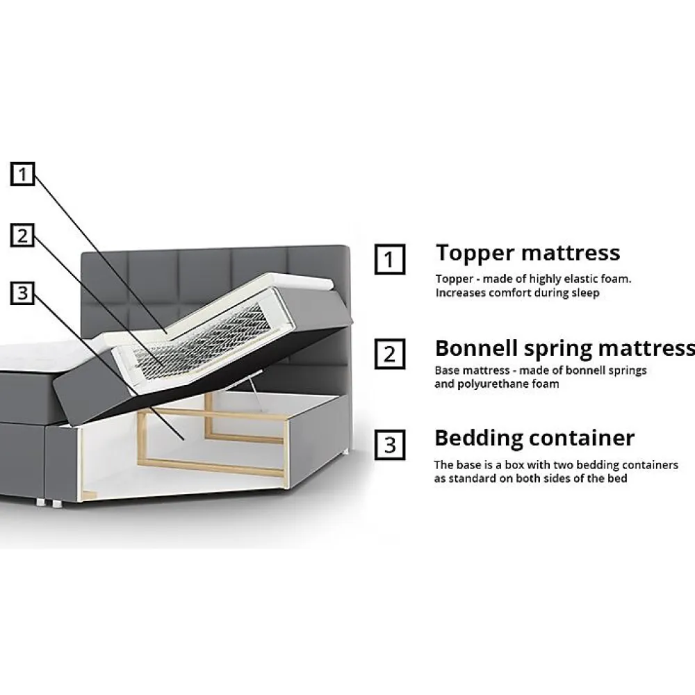 Lit continental Pomona 113, Double, Brun clair, Tissu, Disponible>Mobilier1 Sale