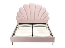 Vente-unique Lit coquillage 140 x 190 cm - Velours - Rose - LIVAYA* Lit Double