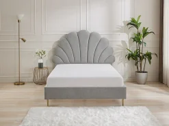 Lit coquillage 160 x 200 cm - Tissu - Gris clair - LIVAYA>Vente-unique Hot