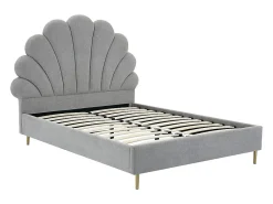 Lit coquillage 160 x 200 cm - Tissu - Gris clair - LIVAYA><noscript><img width=
