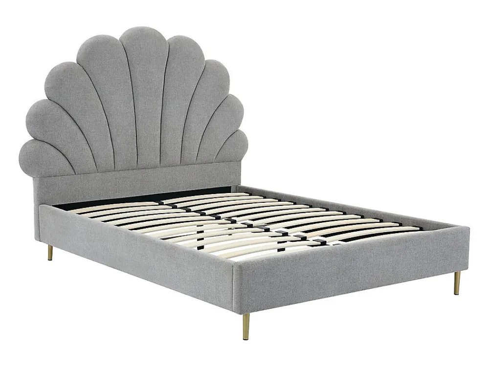 Lit coquillage 160 x 200 cm - Tissu - Gris clair - LIVAYA>Vente-unique Hot