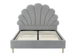 Lit coquillage 160 x 200 cm - Tissu - Gris clair - LIVAYA><noscript><img width=