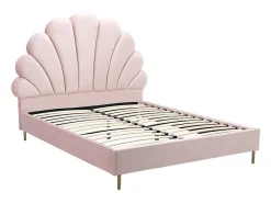 Lit coquillage 160 x 200 cm - Velours - Rose - LIVAYA>Vente-unique Discount