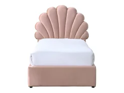 Lit coquillage 90 x 190 cm avec 2 tiroirs - Velours - Rose - MOANA><noscript><img width=