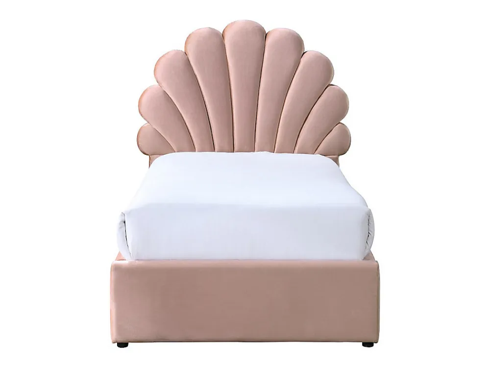 Lit coquillage 90 x 190 cm avec 2 tiroirs - Velours - Rose - MOANA>Vente-unique Hot