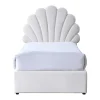 Vente-unique Lit coquillage 90 x 190 cm avec 2 tiroirs - Velours - Blanc - MOANA* Lit Avec Rangement