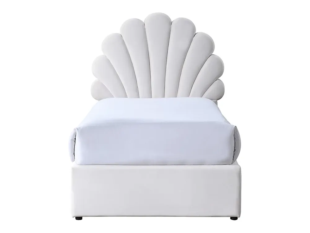 Vente-unique Lit coquillage 90 x 190 cm avec 2 tiroirs - Velours - Blanc + Matelas - MOANA* Lit Avec Rangement