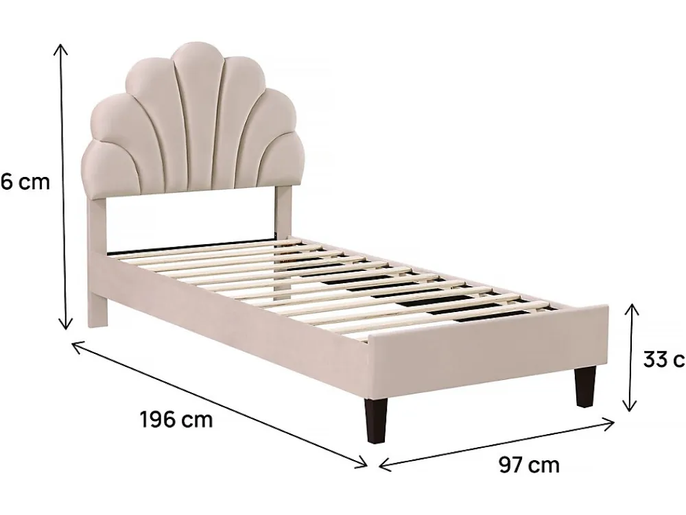 Habitat Et Jardin Lit coquillage en velours "Manon" 90 x 190 cm Beige* Lit Coffre