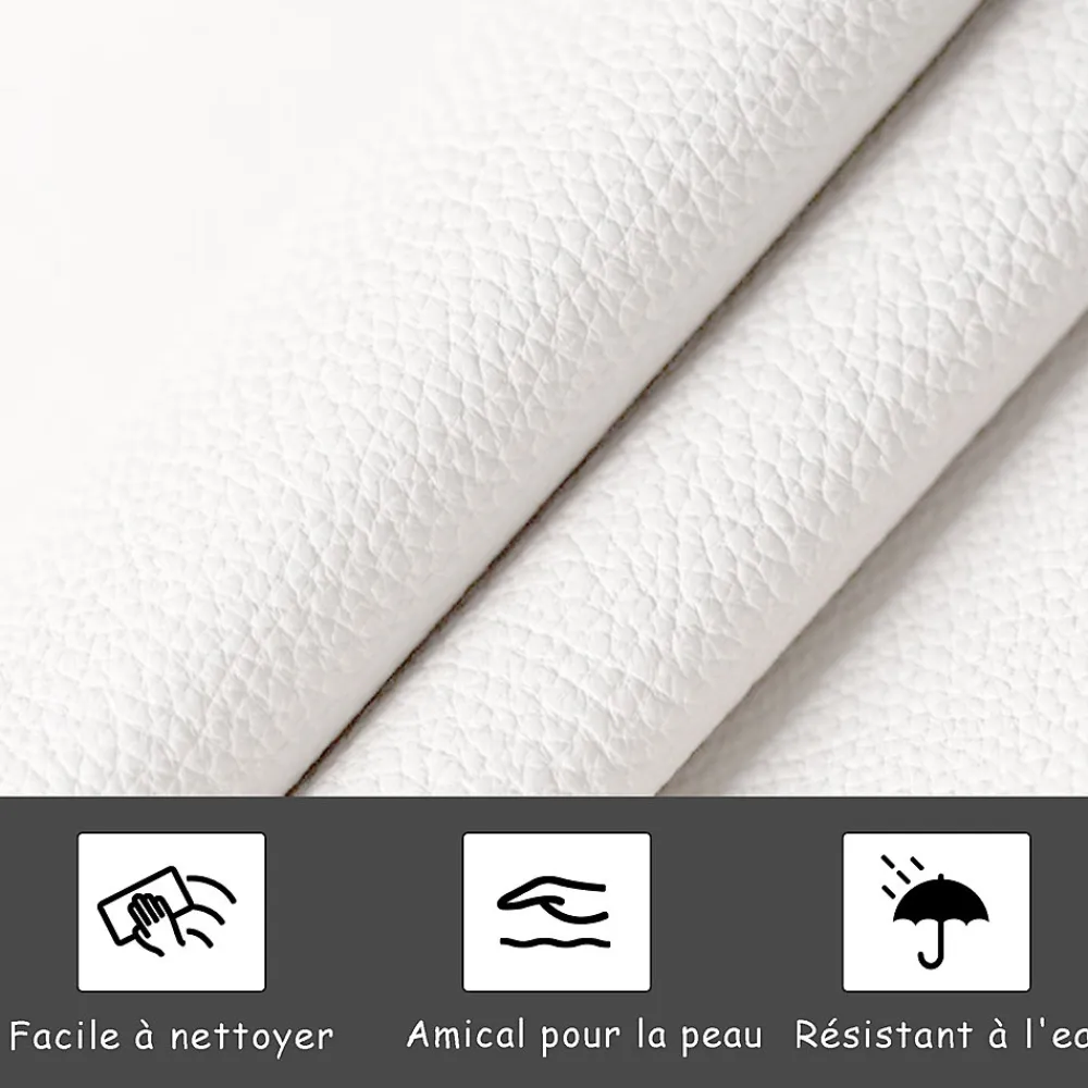 Lit d'ameublement 140x190 cm avec éclairage LED, cadre à lattes et tête de lit réglable, cuir synthétique, sans matelas, blanc>Fortuna lai Hot