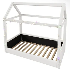 Lit de jour rembourré 90x200 cm, éclairage LED - beige>Blackcolors