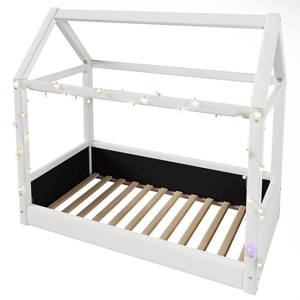 Lit de jour rembourré 90x200 cm, éclairage LED - beige>Blackcolors