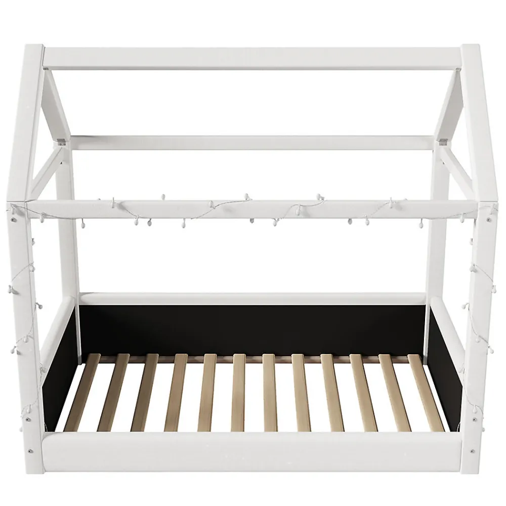Lit de jour rembourré 90x200 cm, éclairage LED - beige>Blackcolors