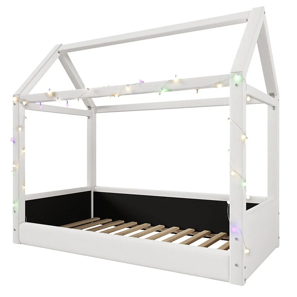 Lit de jour rembourré 90x200 cm, éclairage LED - beige>Blackcolors