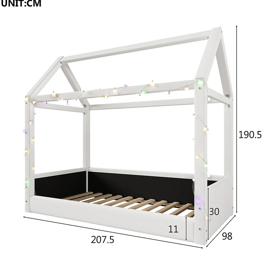 Lit de jour rembourré 90x200 cm, éclairage LED - beige>Blackcolors