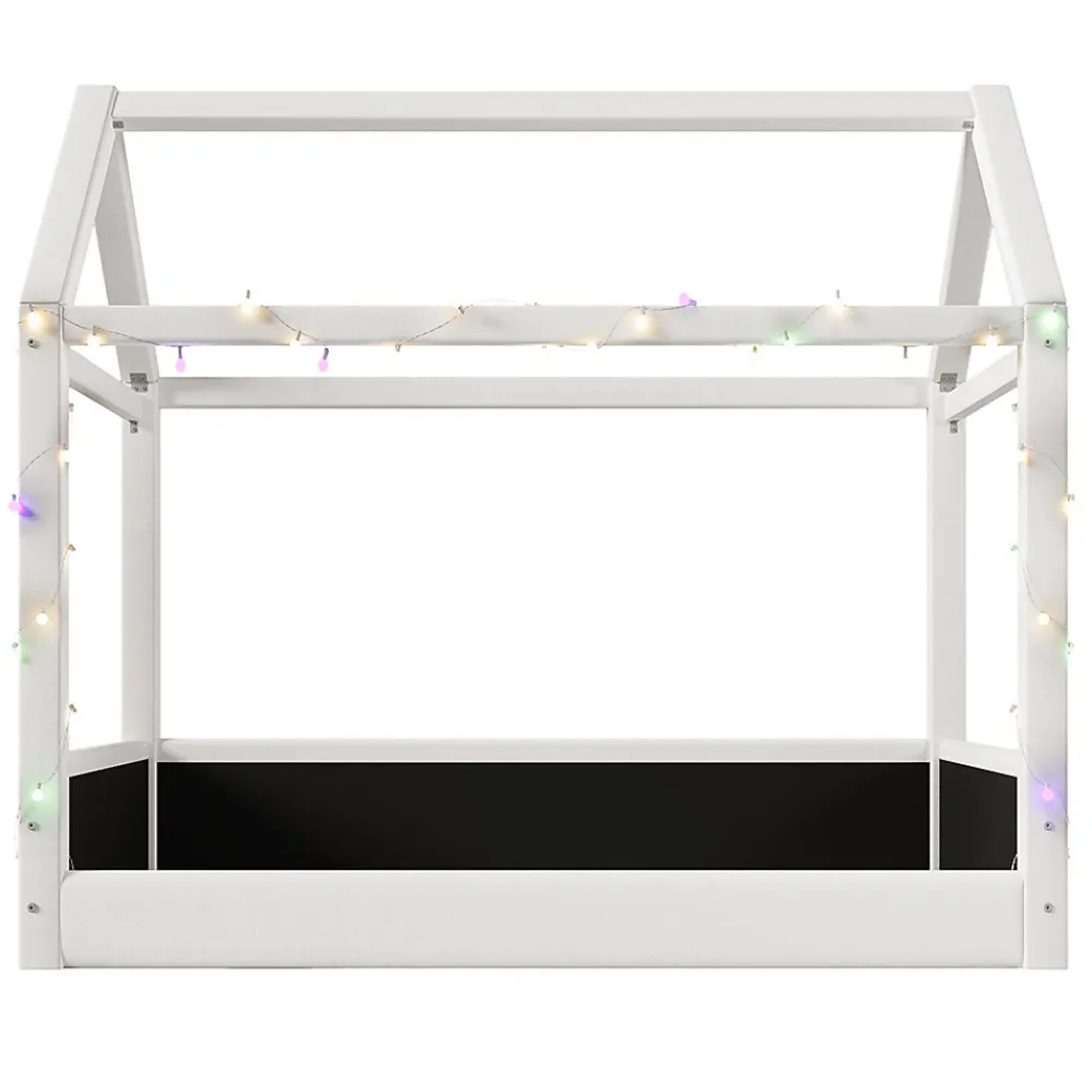 Lit de jour rembourré 90x200 cm, éclairage LED - beige>Blackcolors