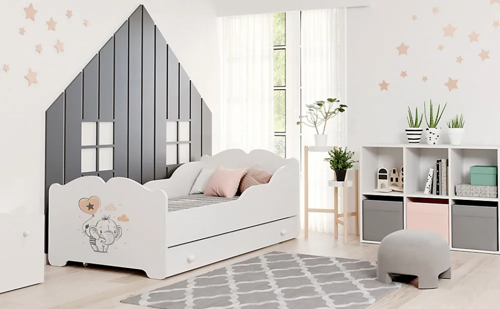 Lit d'enfant Anna 140x70 cm avec tiroir bébé éléphant>Kobi Sale