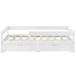 [En.Casa] Lit d'enfant Design avec 2 Tiroirs Borgarnes 90 x 200 cm Blanc en.casa* Lit Avec Rangement