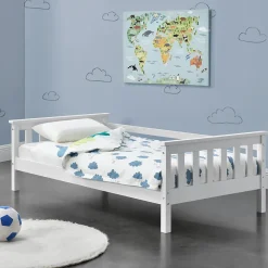 [En.Casa] Lit d'Enfant Design Nuuk en Pin 140 x 70 cm Blanc Mat Laqué en.casa*Enfant Lit Enfant
