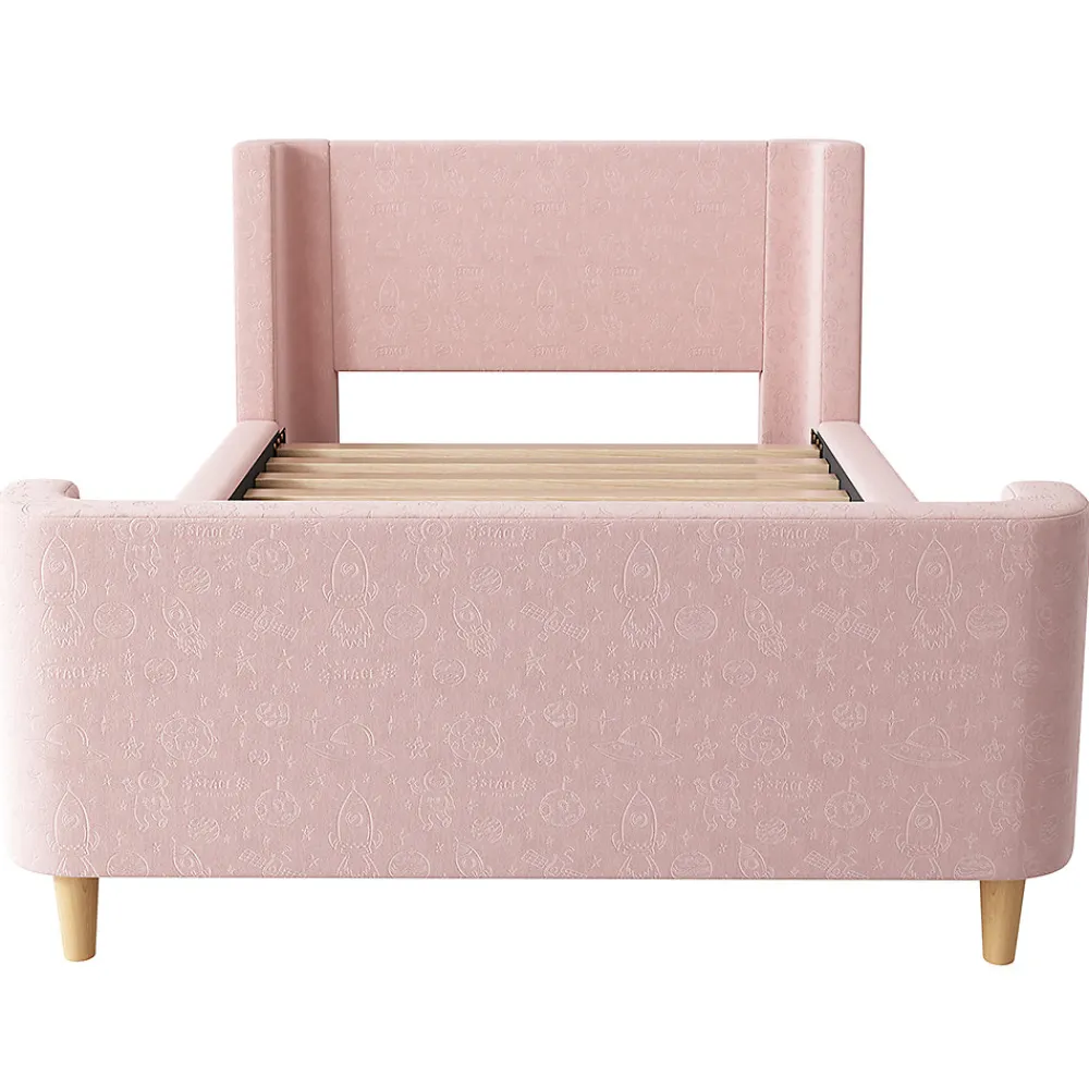 Lit d'enfant Lit rembourré,lit simple lit traîneau, 90 x 200 cm, Pour garçons & filles, Rose,Sans matelas>Gutent Discount