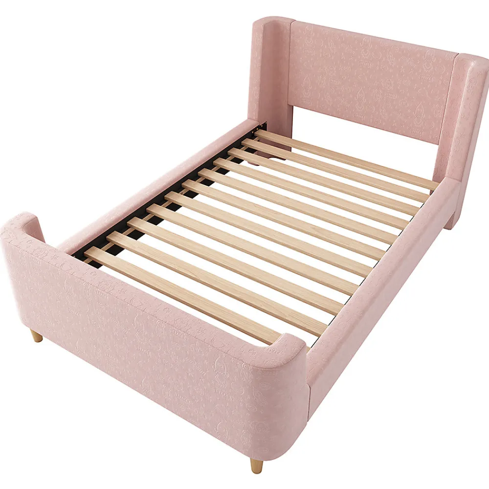 Lit d'enfant Lit rembourré,lit simple lit traîneau, 90 x 200 cm, Pour garçons & filles, Rose,Sans matelas>Gutent Discount