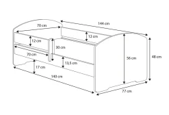 Lit d'enfant LUK avec balustrade 140x70 Avion><noscript><img width=
