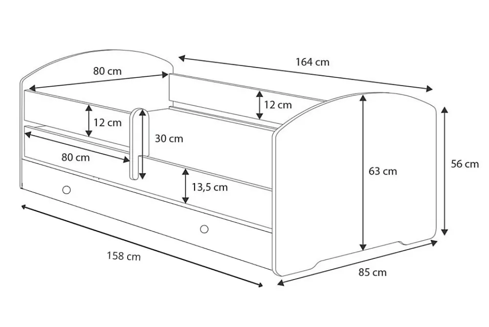 Lit d'enfant LUK avec tiroir et tringle 160x80 Police>Kobi Hot