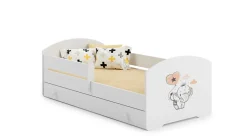 Lit d'enfant LUK avec tiroir et barreau 140x70 Eléphant>Kobi Best