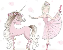 Kobi Lit d'enfant LUK avec tiroir et tringle 140x70 Fille avec licorne* Lit Avec Rangement