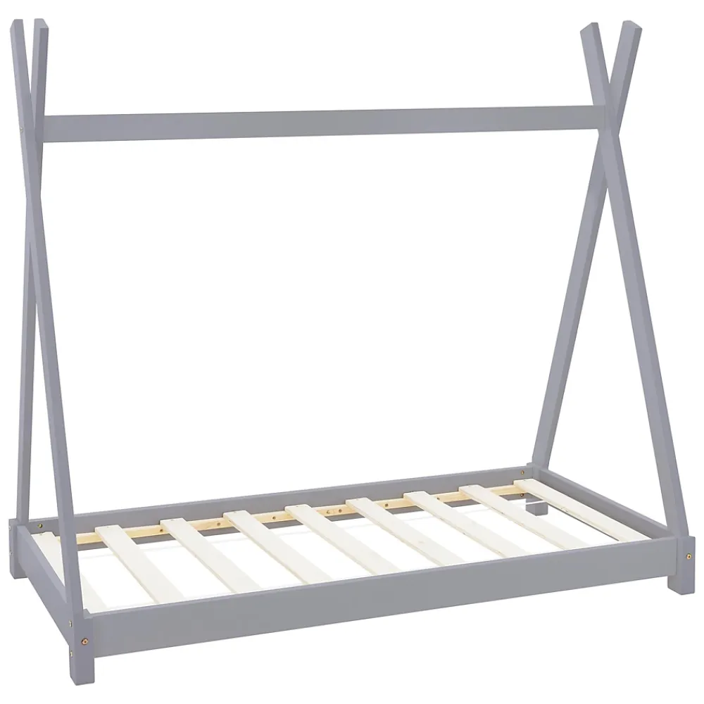 Ml-Design Lit d'enfant Tipi 70x140 cm gris clair simple en bois de pin sommier à lattes style indien*Enfant Lit Enfant