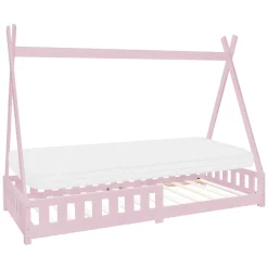 Ml-Design Lit d'enfant Tipi 90x200 cm rose cadre en bois de pin style indien avec matelas H:10 cm*Enfant Lit Enfant