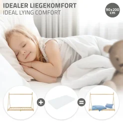 Ml-Design Lit d'enfant Tipi 90x200 cm naturel simple bois de pin avec sommier à lattes style indien*Enfant Lit Enfant