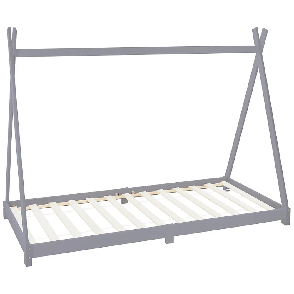 Lit d'enfant Tipi 90x200 cm gris clair simple en bois de pin sommier à lattes style indien>Ml-Design Sale