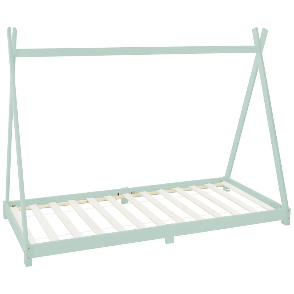 Lit d'enfant Tipi 90x200cm menthe simple en bois de pin avec sommier à lattes style indien>Ml-Design Clearance