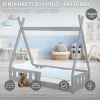 Ml-Design Lit d'enfant Tipi 70x140 cm gris clair en bois de pin avec sommier matelas style indien*Enfant Lit Enfant