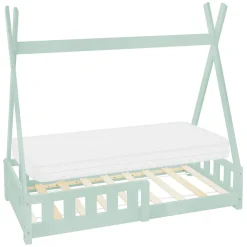 Lit d'enfant Tipi 70x140 cm menthe en bois de pin massif avec sommier matelas style indien>Ml-Design Clearance