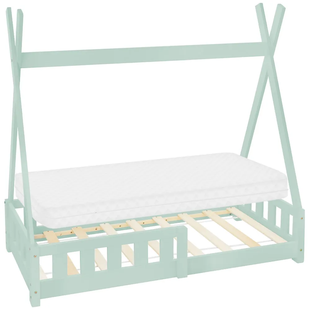 Lit d'enfant Tipi 70x140 cm menthe en bois de pin massif avec sommier matelas style indien>Ml-Design Clearance