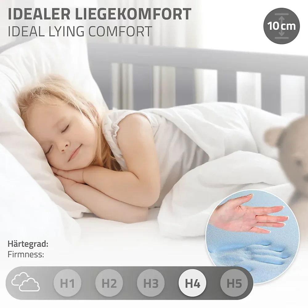 Ml-Design Lit d'enfant 80x160 cm gris clair bois de pin massif style maison avec sommier et matelas*Enfant Lit Enfant