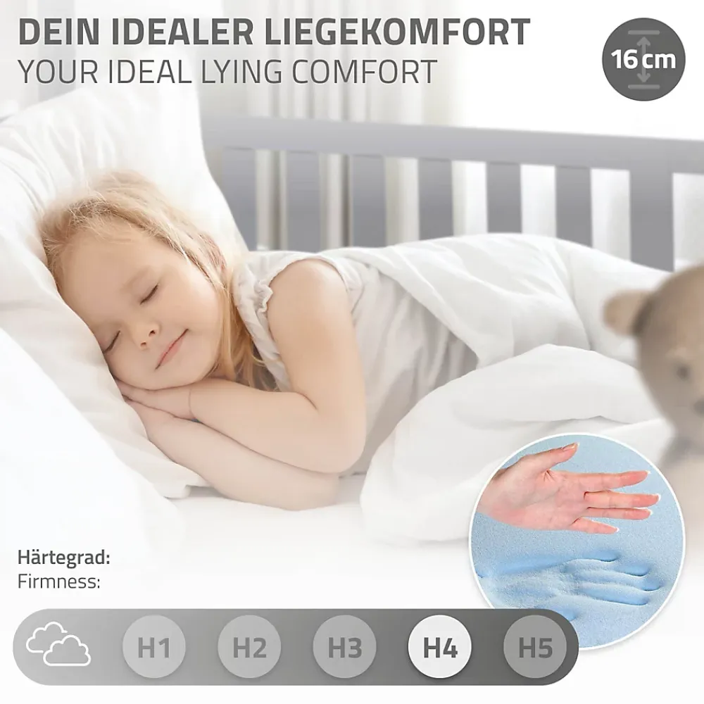 Ml-Design Lit d'enfant 90x200 cm gris clair en bois de pin massif style maison avec matelas H:16 cm*Enfant Lit Enfant