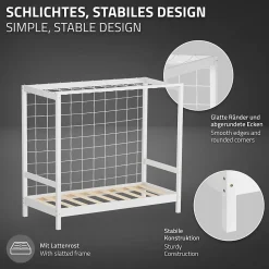 Ml-Design Lit d'enfant 70x140 cm blanc en bois de pin avec but de football et sommier à lattes* Lit Simple