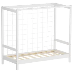 Ml-Design Lit d'enfant 70x140 cm blanc en bois de pin avec but de football et sommier à lattes* Lit Simple