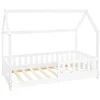 Lit d'enfant 160x80 cm blanc en bois de pin avec toit et sommier protection contre chutes>Ml-Design Clearance