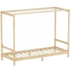 Ml-Design Lit d'enfant 90x200 cm naturel beige bois de pin avec but de football et sommier à lattes*Enfant Lit Enfant